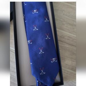 Vineyard Vines Men Woven Silk Crossed Golf Clubs Neck Tie Navy Blue New